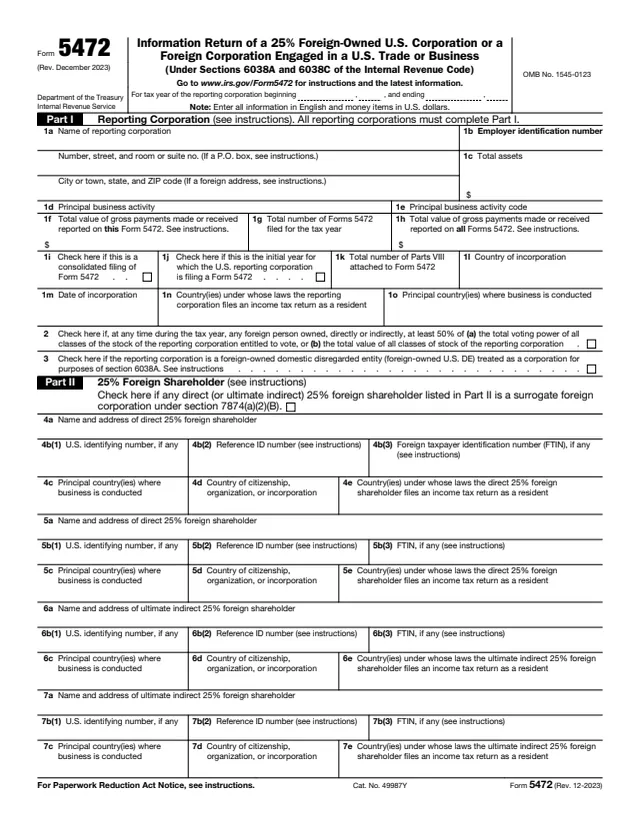 Page 1 of form 5472