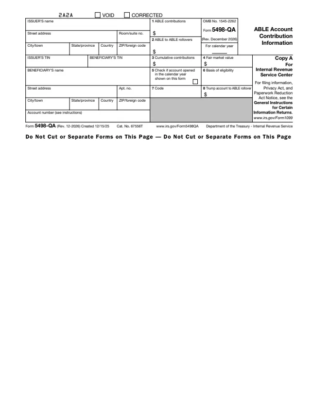 Page 1 of form 5498-QA