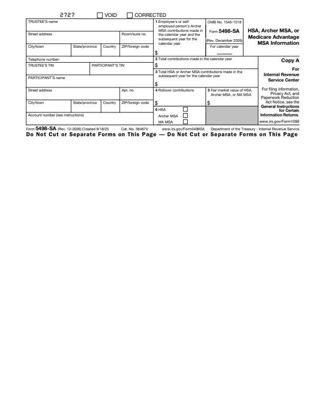 Page 1 of form 5498-SA