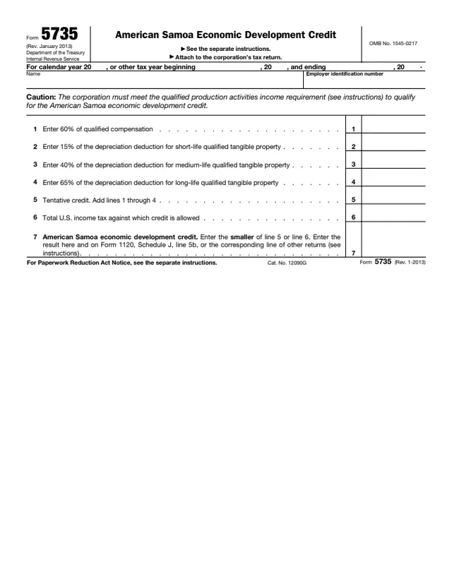 Page 1 of form 5735