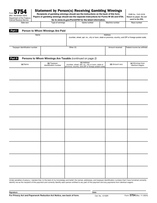 Page 1 of form 5754
