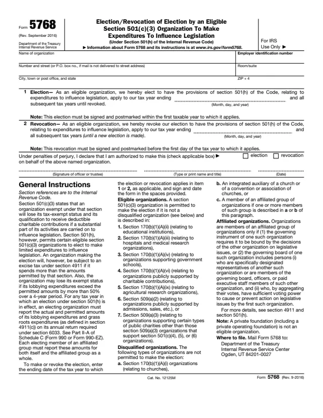 Page 1 of form 5768