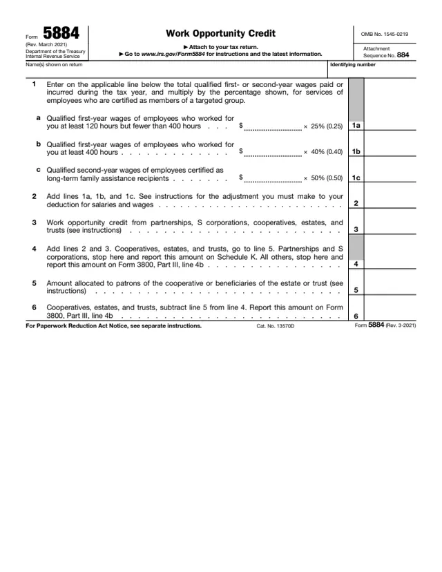 Page 1 of form 5884