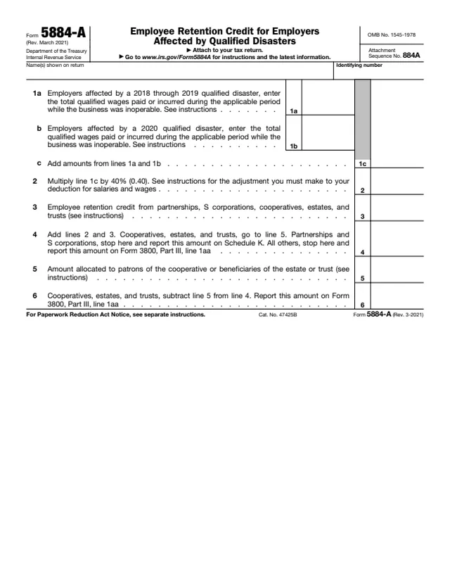 Page 1 of form 5884-A