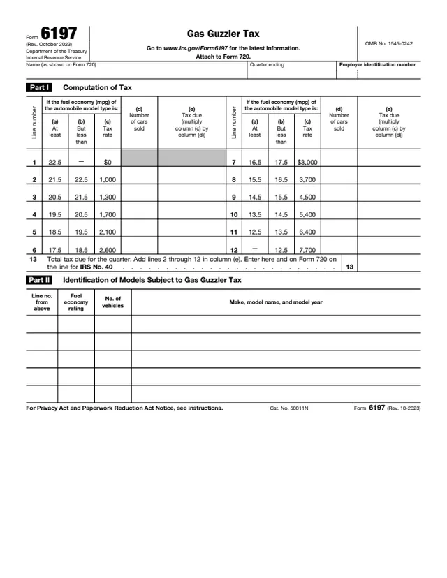 Page 1 of form 6197
