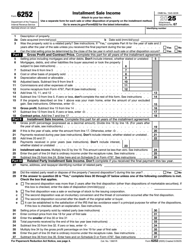 Page 1 of form 6252
