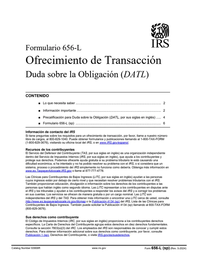 Page 1 of form 656-L