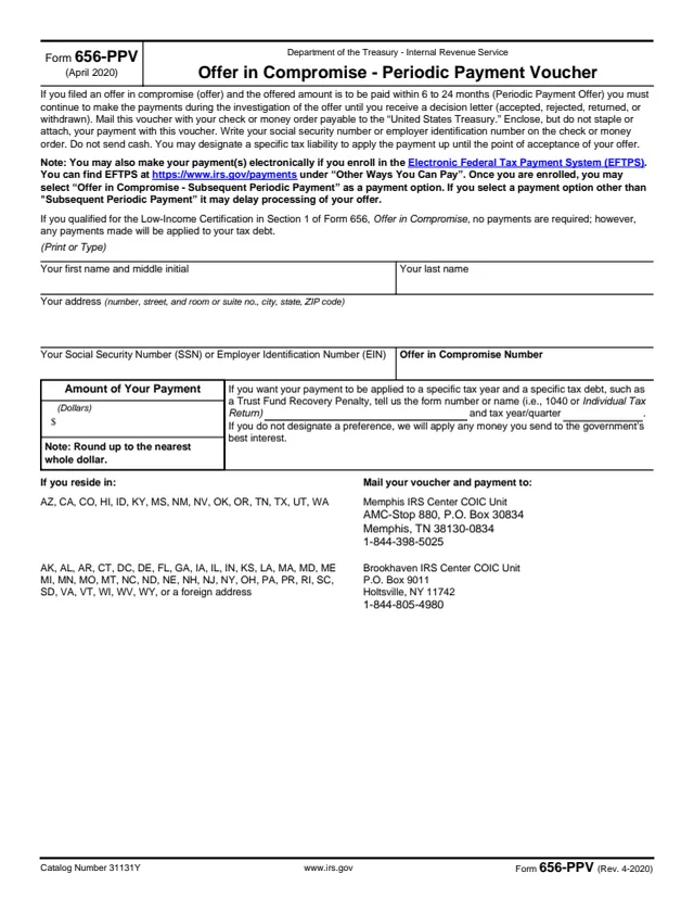 Page 1 of form 656-PPV