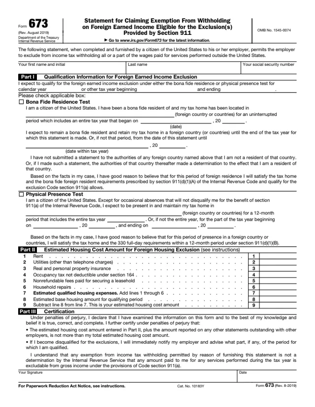 Page 1 of form 673
