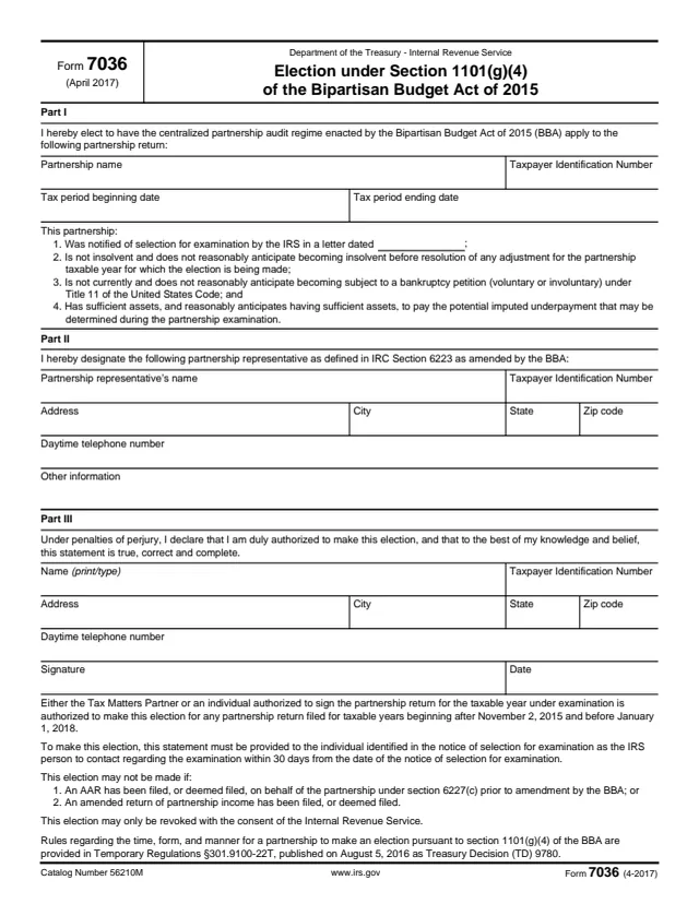 Page 1 of form 7036