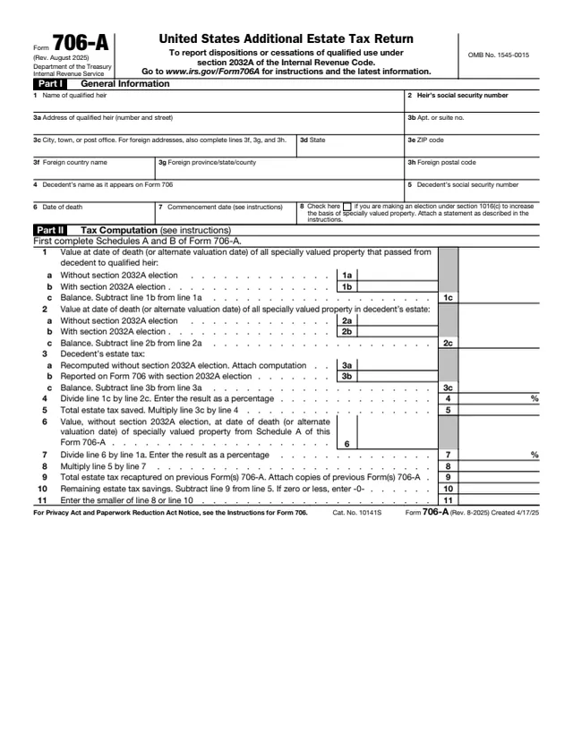 Page 1 of form 706-A