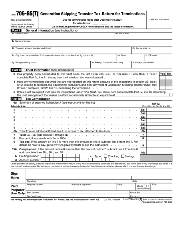 Page 1 of form 706-GS
