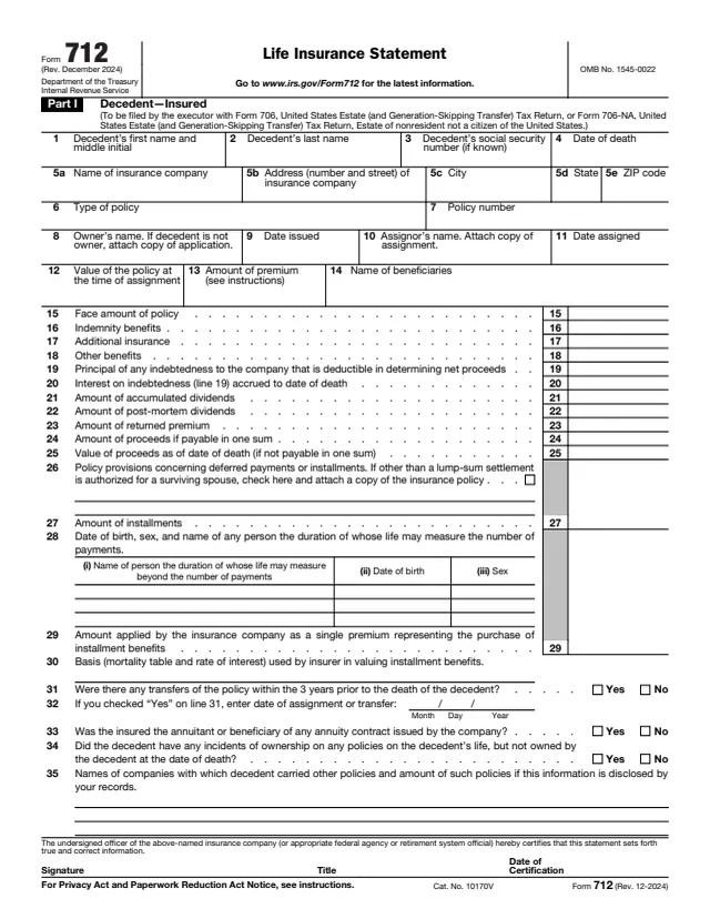 Page 1 of form 712