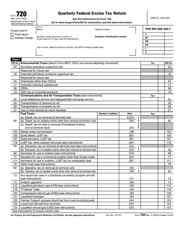 Page 1 of form 720