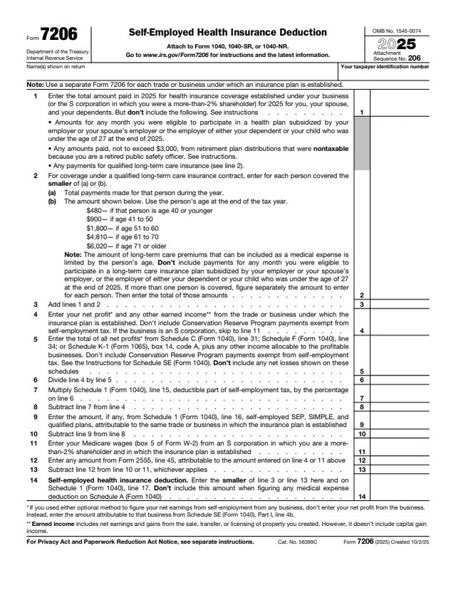 Page 1 of form 7206