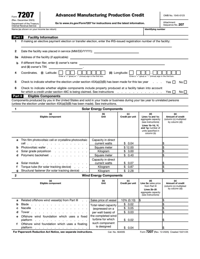 Page 1 of form 7207
