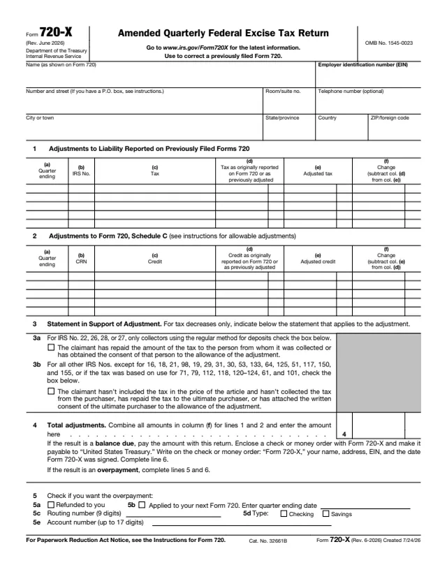 Page 1 of form 720-X