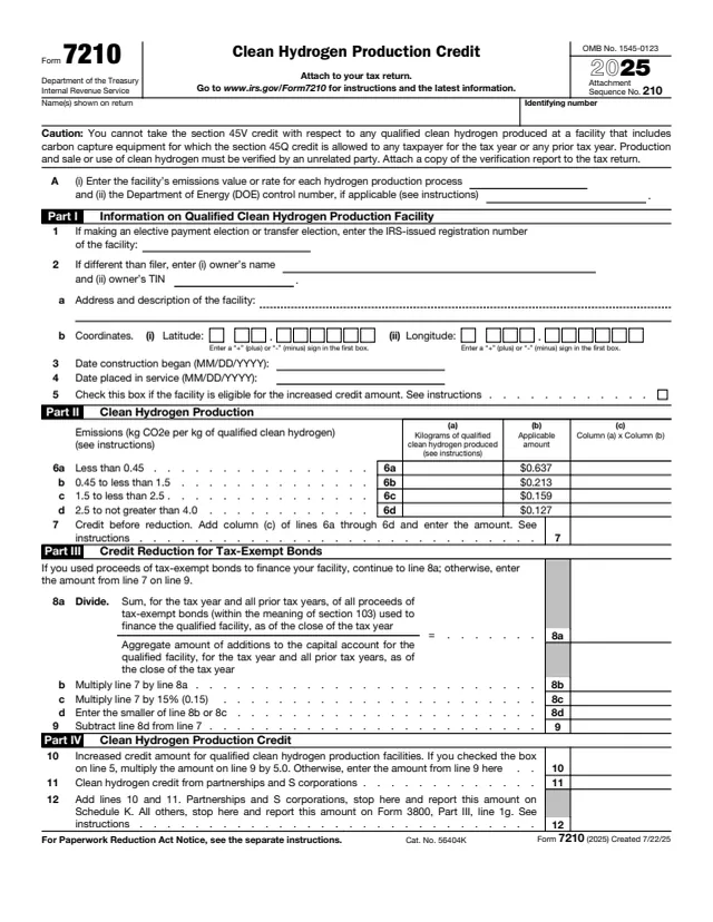 Page 1 of form 7210