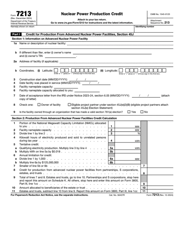 Page 1 of form 7213