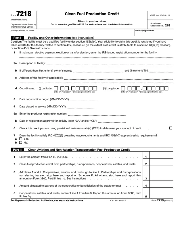 Page 1 of form 7218