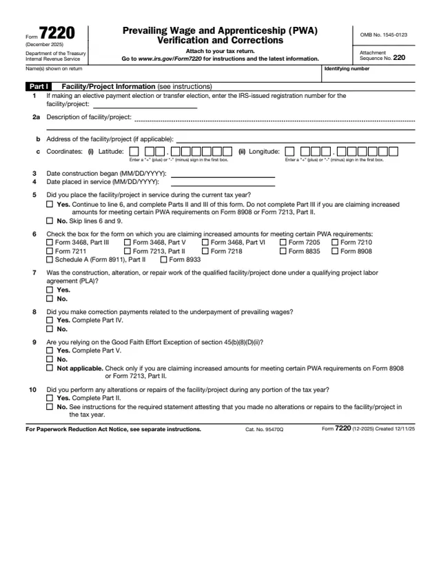 Page 1 of form 7220