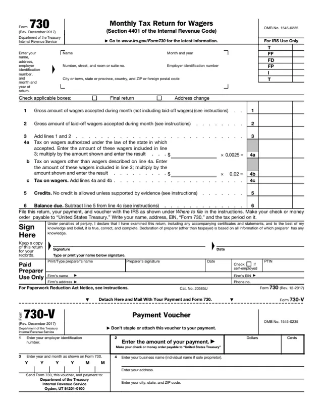 Page 1 of form 730