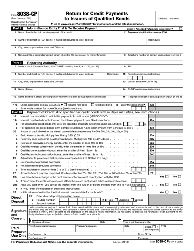 Page 1 of form 8038-CP