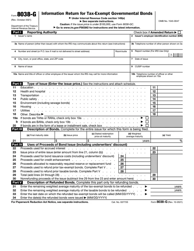 Page 1 of form 8038-G