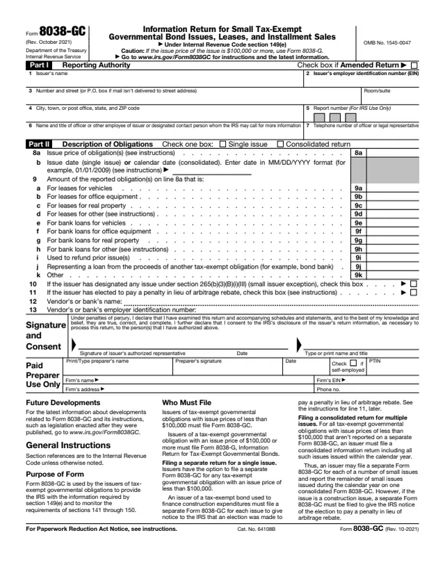 Page 1 of form 8038-GC