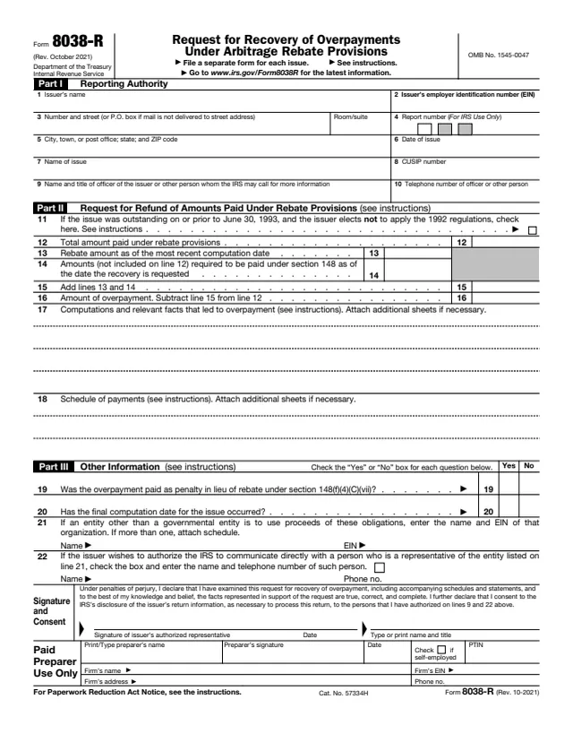 Page 1 of form 8038-R