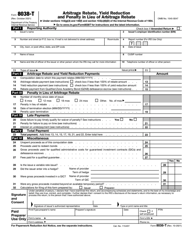 Page 1 of form 8038-T