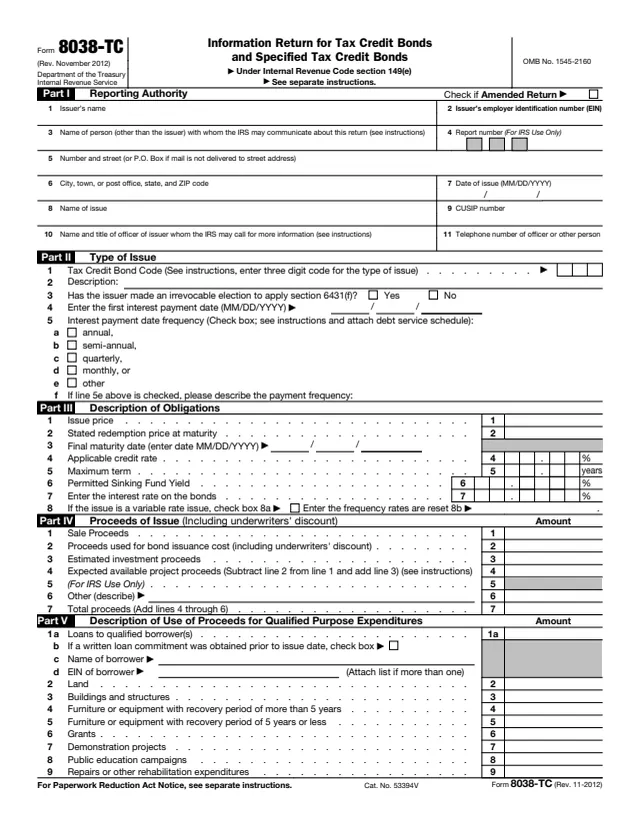 Page 1 of form 8038-TC