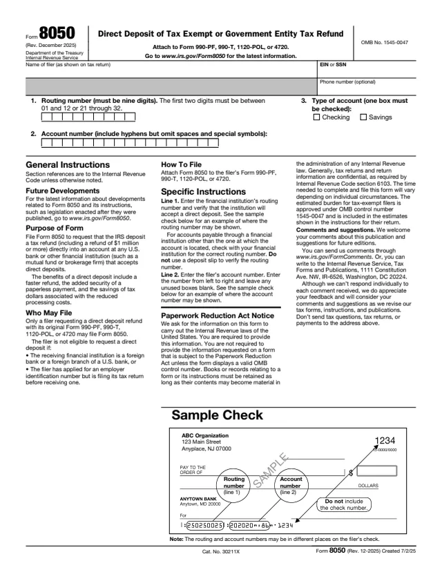 Page 1 of form 8050