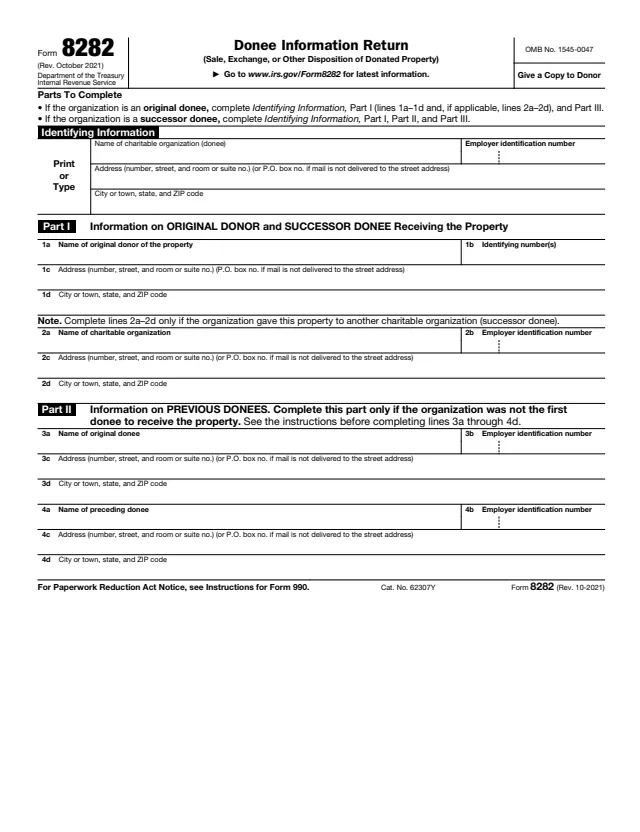 Page 1 of form 8282