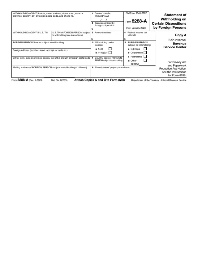 Page 1 of form 8288-A