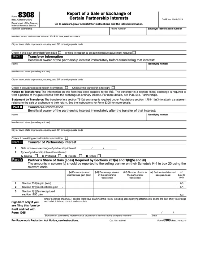 Page 1 of form 8308
