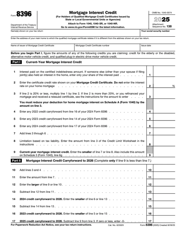 Page 1 of form 8396