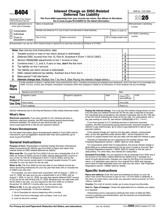 Page 1 of form 8404