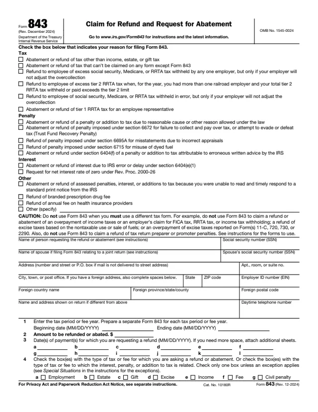 Page 1 of form 843