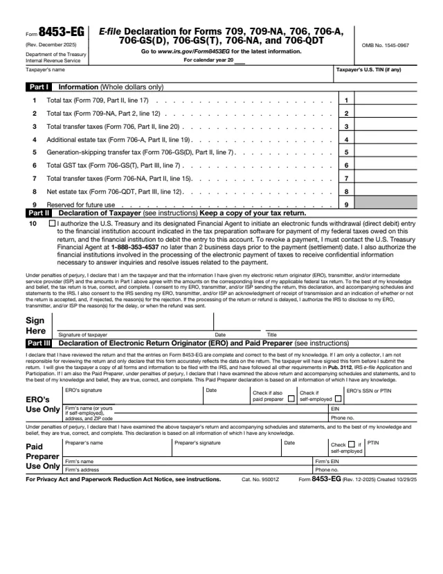 Page 1 of form 8453-EG