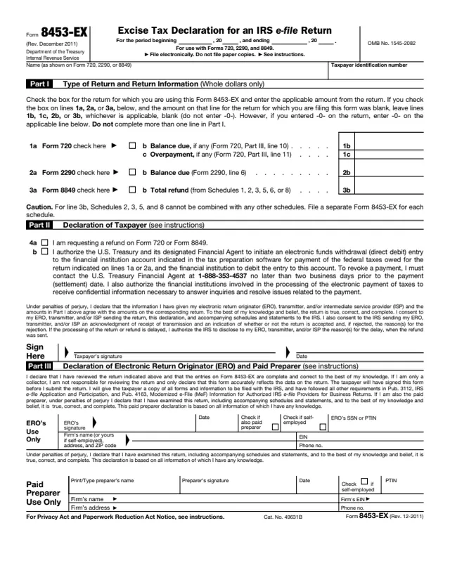 Page 1 of form 8453-EX