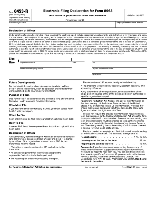 Page 1 of form 8453-R