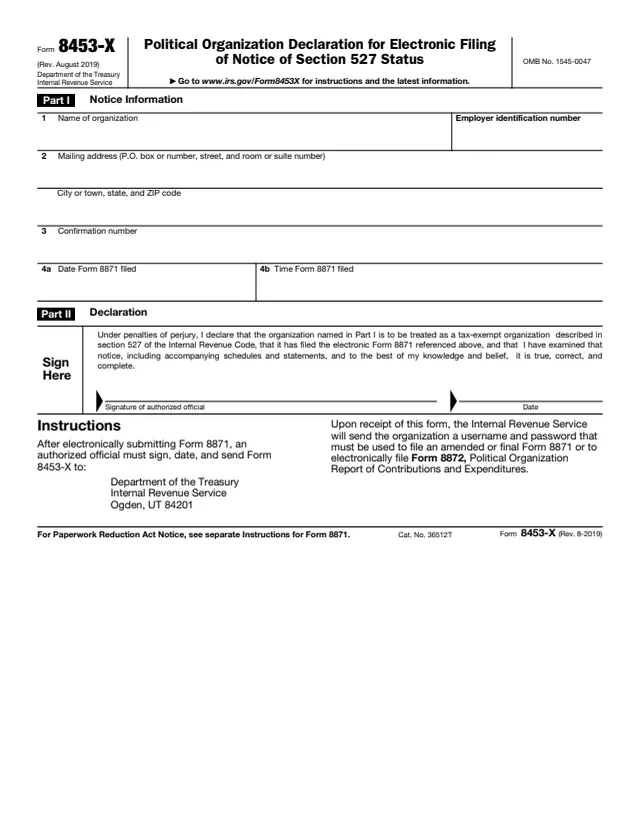 Page 1 of form 8453-X