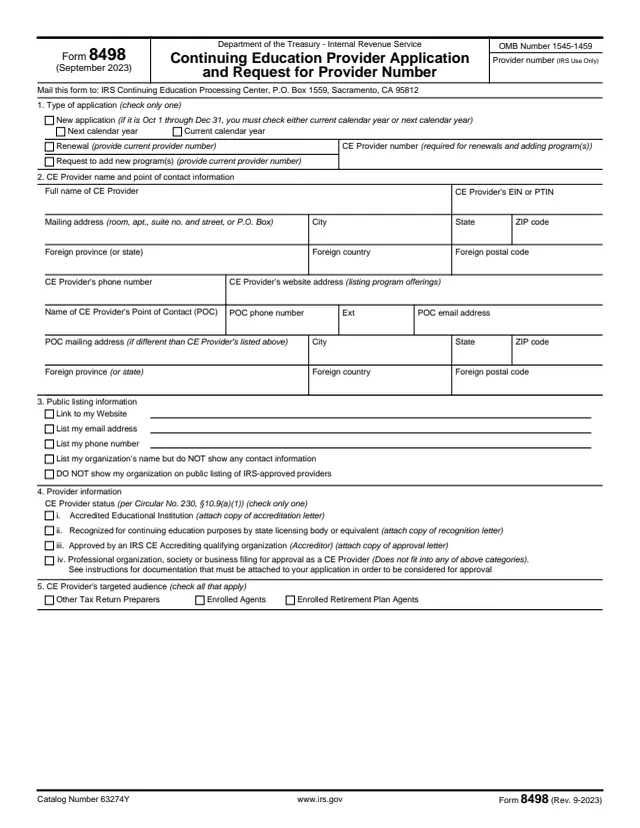 Page 1 of form 8498