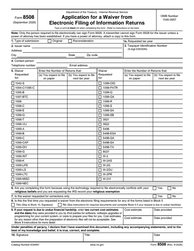 Page 1 of form 8508