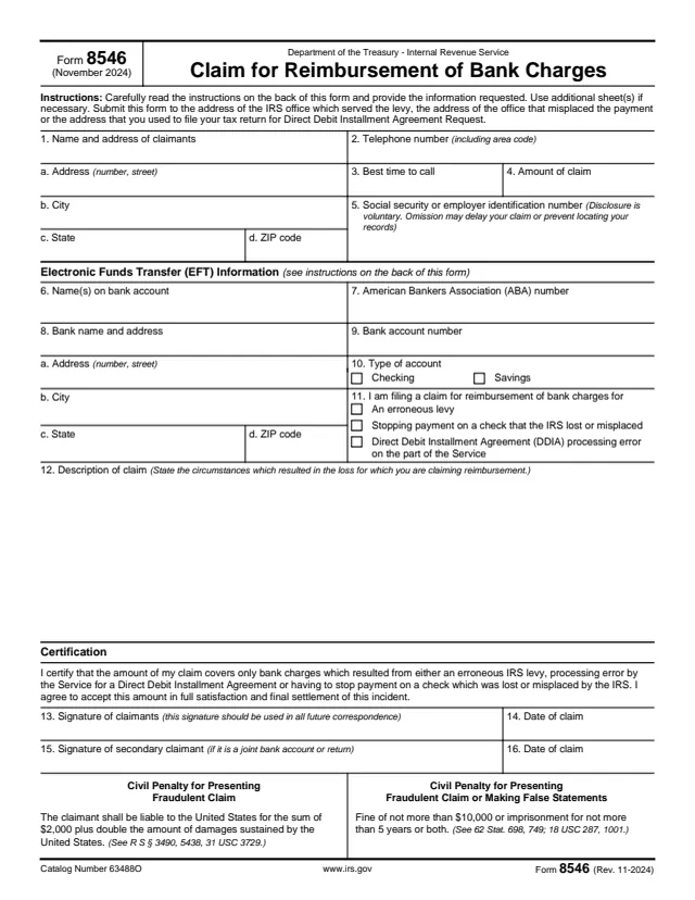 Page 1 of form 8546