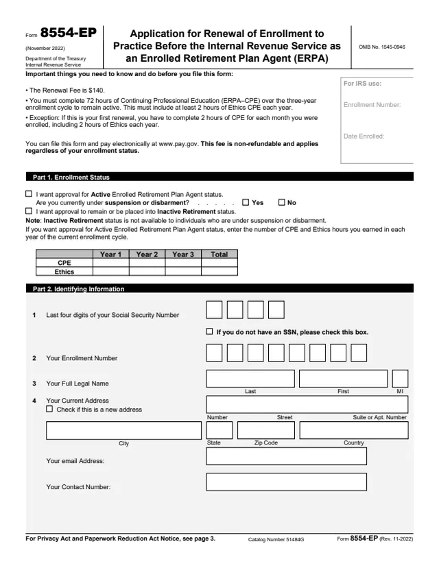 Page 1 of form 8554