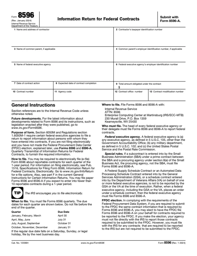 Page 1 of form 8596