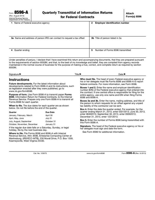 Page 1 of form 8596-A