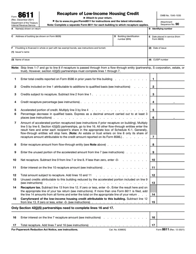 Page 1 of form 8611